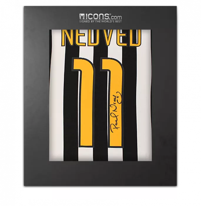 icons Pavel Nedved Back Signed Juventus 2003-04 Home Shirt In Deluxe Packaging
