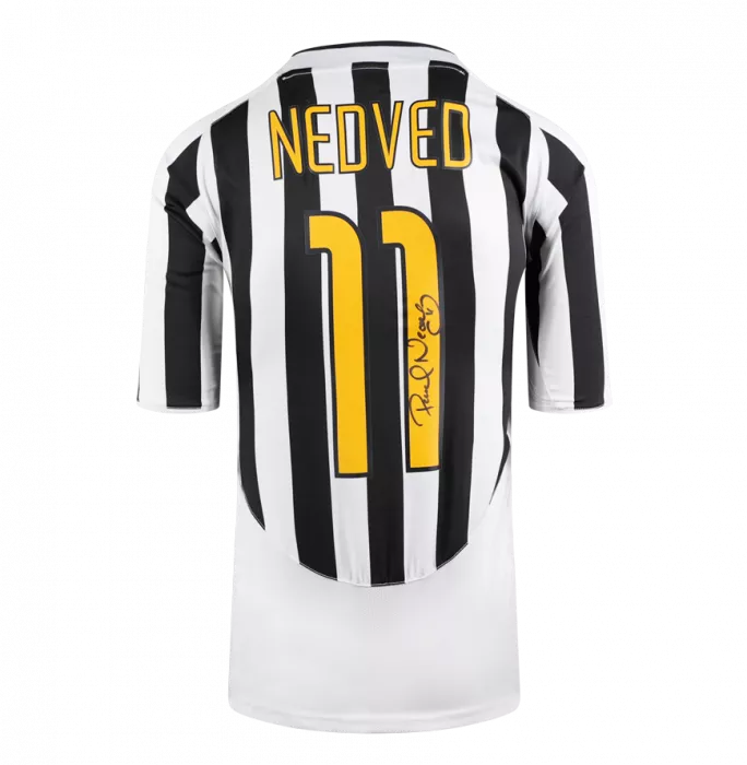 Icons Pavel Nedved Back Signed Juventus 2003-04 Home Shirt In Classic Frame