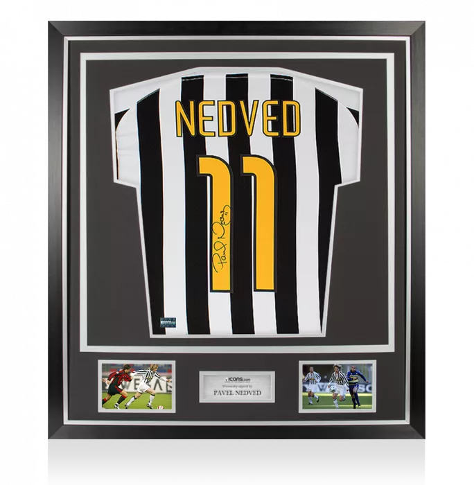 Icons Pavel Nedved Back Signed Juventus 2003-04 Home Shirt In Classic Frame