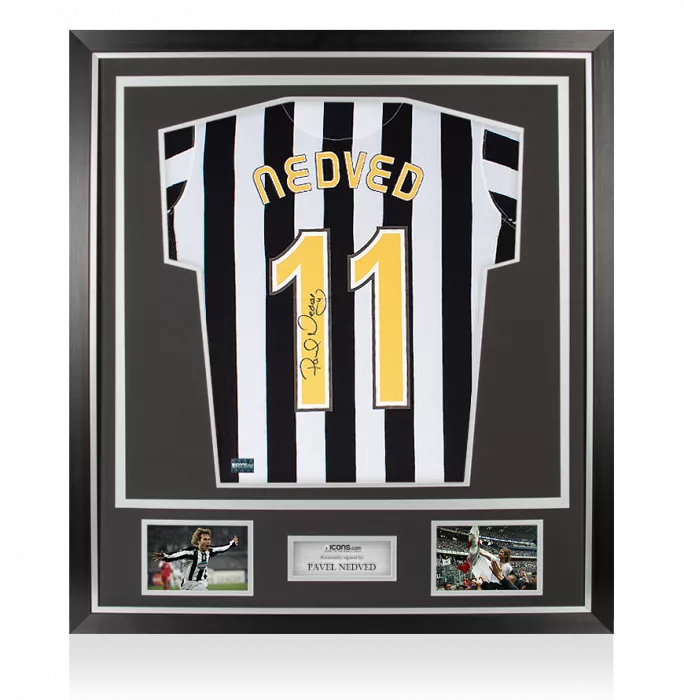 Icons Pavel Nedved Back Signed Juventus 2006-07 Home Shirt In Classic Frame
