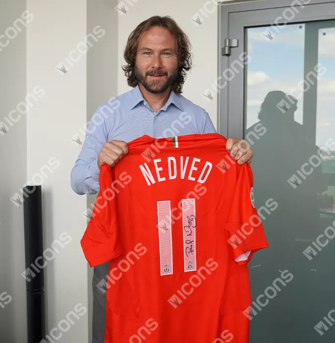Icons Pavel Nedved Back Signed Juventus 2006-07 Third Shirt In Hero Frame: Option 1