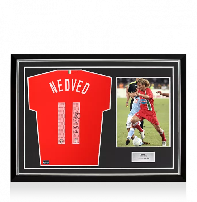 icons Pavel Nedved Back Signed Juventus 2006-07 Third Shirt In Hero Frame: Option 1