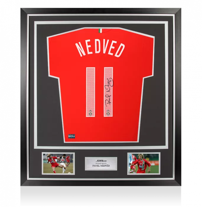 icons Pavel Nedved Back Signed Juventus 2006-07 Third Shirt In Classic Frame