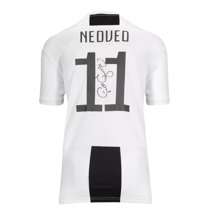 Icons Pavel Nedved Back Signed Juventus 2018-19 Home Shirt With Fan Style Numbers In Hero Frame: Option 1