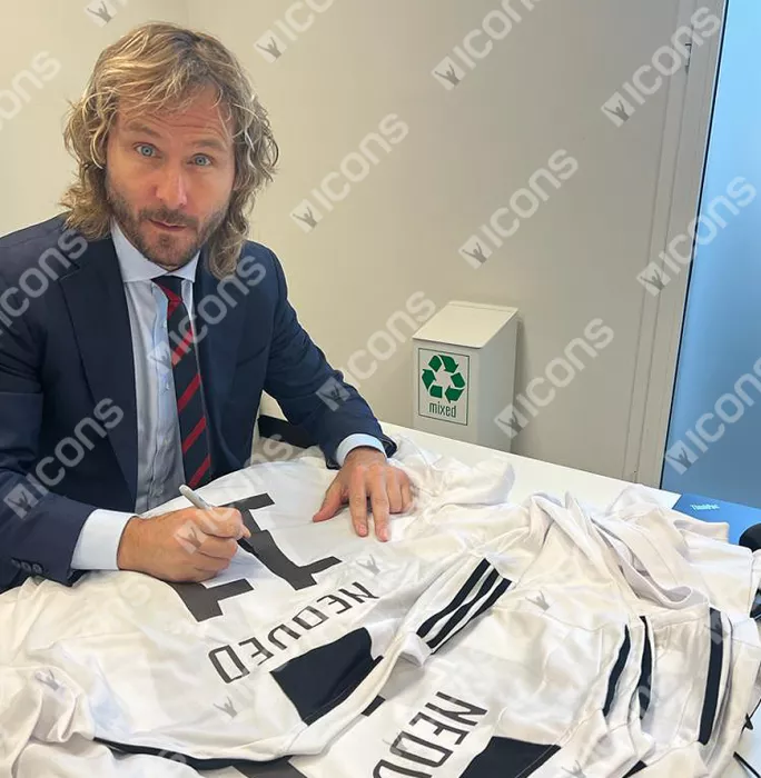 Icons Pavel Nedved Back Signed Juventus 2018-19 Home Shirt With Fan Style Numbers