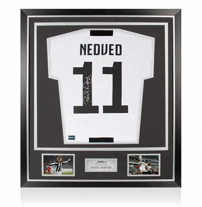 Icons Pavel Nedved Back Signed Juventus 2018-19 Home Shirt In Classic Frame