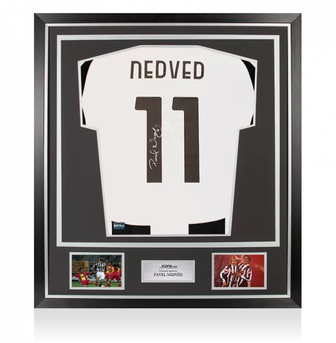 icons Pavel Nedved Back Signed Juventus 2024-25 Home Shirt with Fan Style Numbers In Classic Frame
