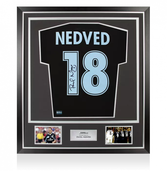 icons Pavel Nedved Back Signed SS Lazio 1998-99 Away Shirt In Classic Frame