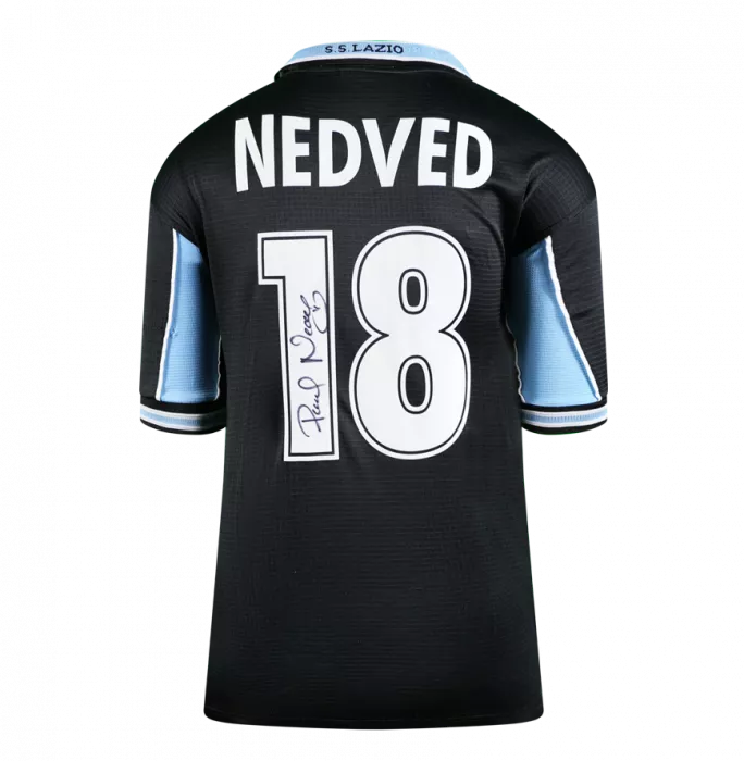 Icons Pavel Nedved Back Signed SS Lazio 1998-99 Away Shirt In Deluxe Packaging