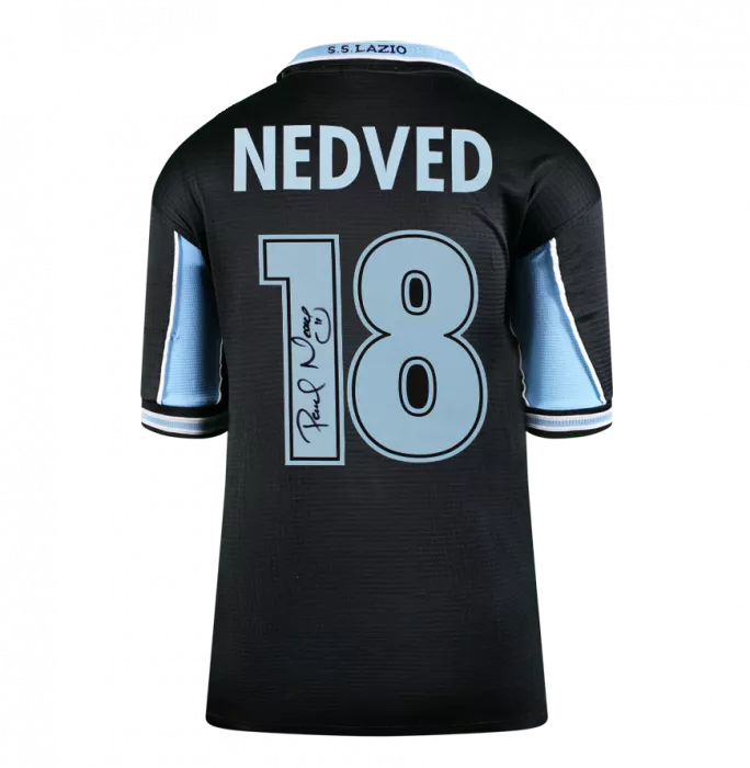 Icons Pavel Nedved Back Signed SS Lazio 1998-99 Away Shirt In Deluxe Packaging