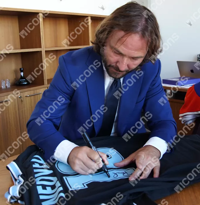 Icons Pavel Nedved Back Signed SS Lazio 1998-99 Away Shirt In Deluxe Packaging