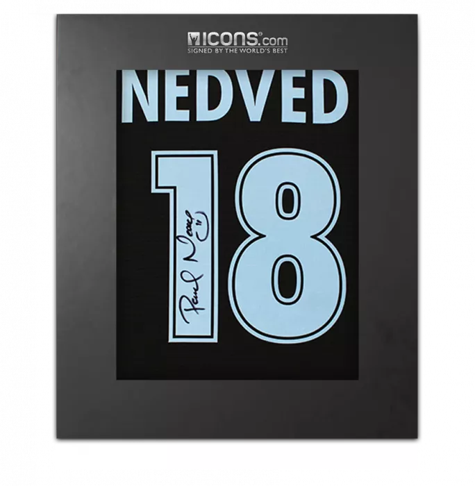 icons Pavel Nedved Back Signed SS Lazio 1998-99 Away Shirt In Deluxe Packaging