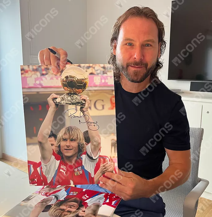 Icons Pavel Nedved Czech Republic & Lothar Matthaus Internazionale Signed Photos In Dual Photo Frame