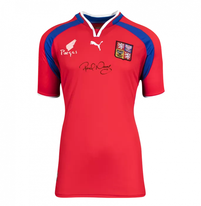 Icons Pavel Nedved Front Signed Czech Republic 2000-02 Home Shirt In Deluxe Packaging