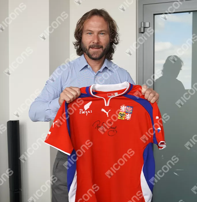 Icons Pavel Nedved Front Signed Czech Republic 2000-02 Home Shirt In Deluxe Packaging