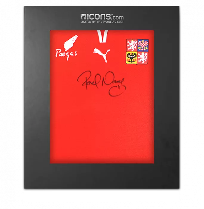 icons Pavel Nedved Front Signed Czech Republic 2000-02 Home Shirt In Deluxe Packaging