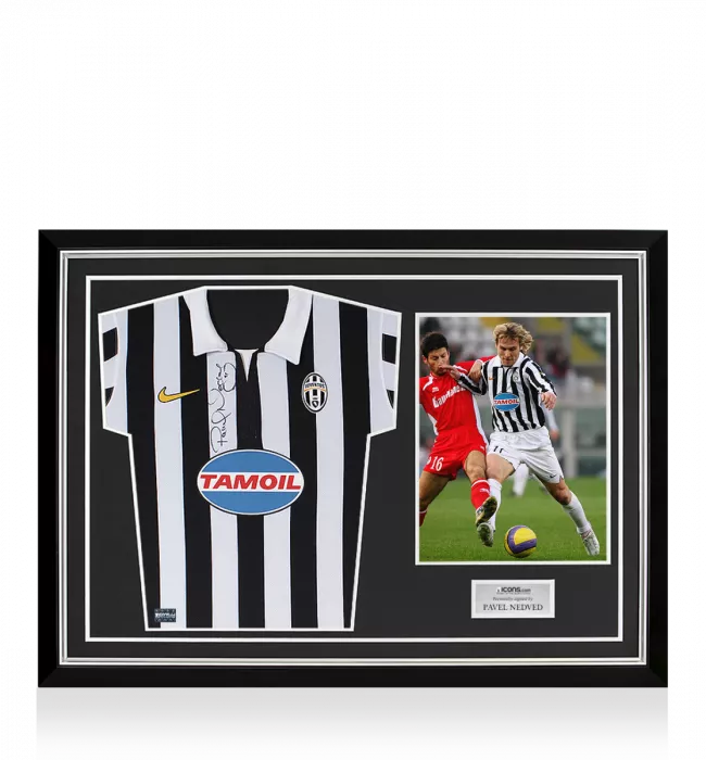 Icons Pavel Nedved Front Signed Juventus 2006-07 Home Shirt In Hero Frame: Option 1
