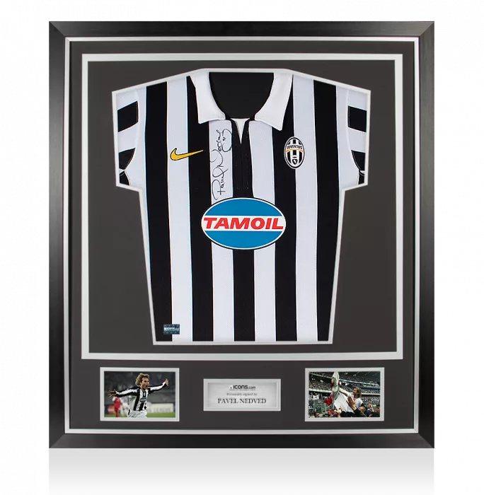 icons Pavel Nedved Front Signed Juventus 2006-07 Home Shirt In Classic Frame
