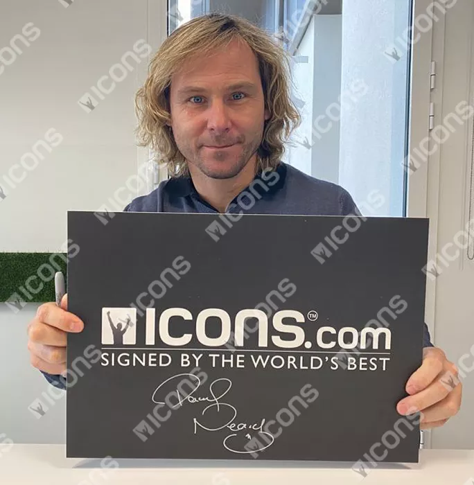 Icons Pavel Nedved Front Signed Retro Czech Republic Home Shirt In Classic Frame