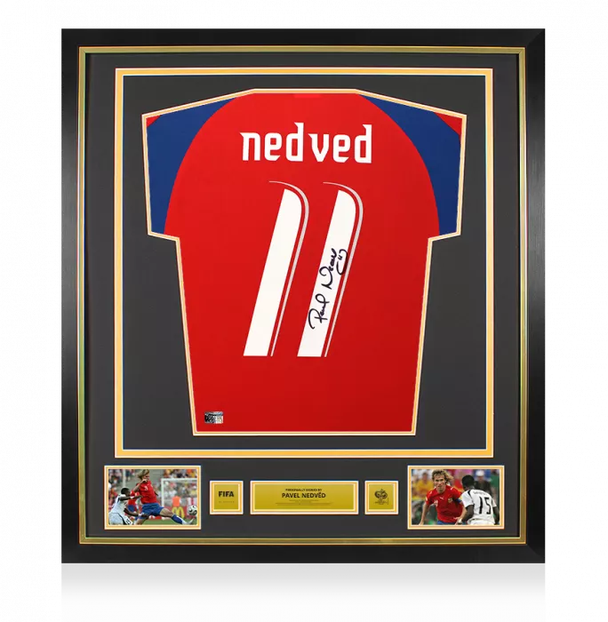 icons Pavel Nedved Official 2006 FIFA World Cup™ Back Signed and Framed Czech Republic 2006-08 Shirt