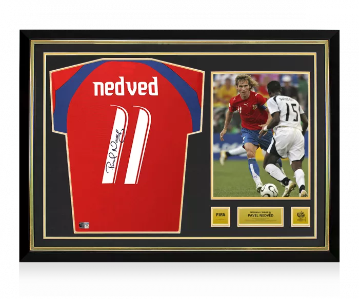 icons Pavel Nedved Official 2006 FIFA World Cup™ Back Signed and Hero Framed Czech Republic 2006-07 Home Shirt