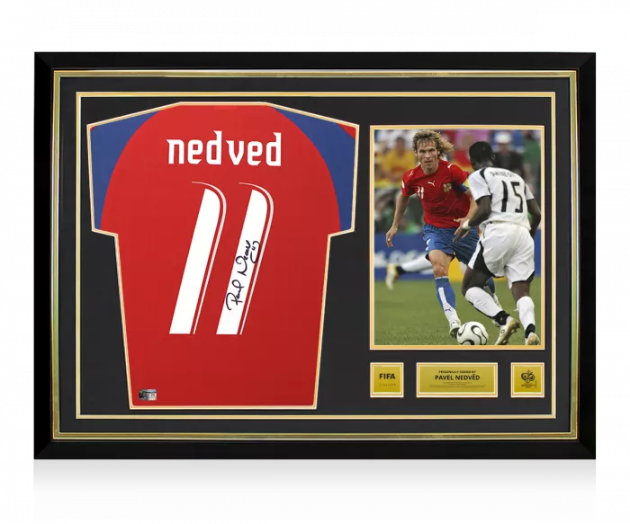 icons Pavel Nedved Official 2006 FIFA World Cup™ Back Signed and Hero Framed Czech Republic 2006-08 Shirt