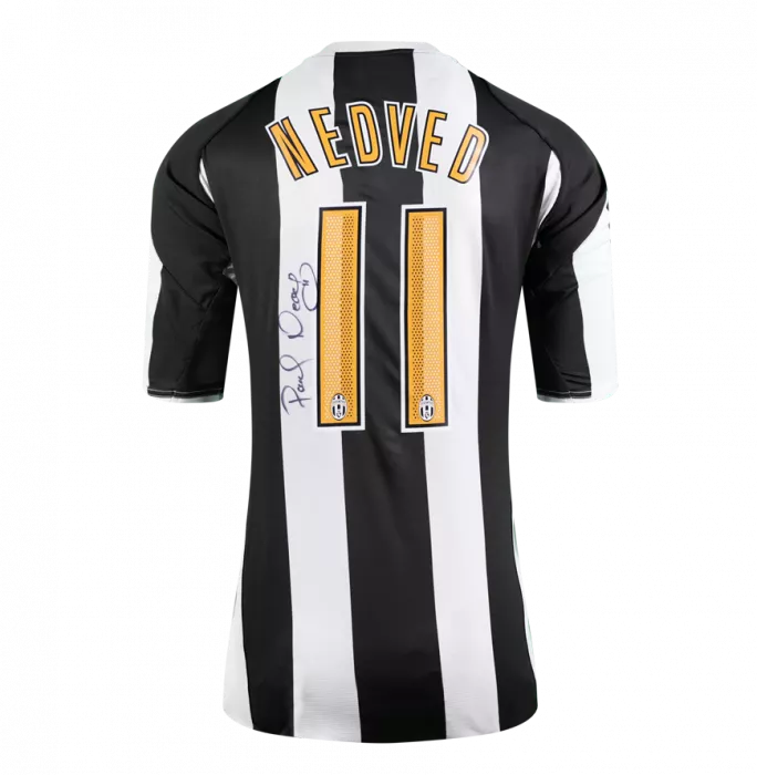 Icons Pavel Nedved Official UEFA Champions League Back Signed And Hero Framed Juventus 2004-05 Home Shirt