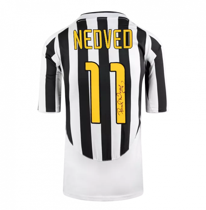 Icons Pavel Nedved Official UEFA Champions League Back Signed And Framed Juventus 2003-04 Home Shirt
