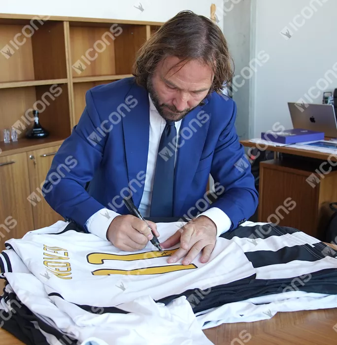 Icons Pavel Nedved Official UEFA Champions League Signed And Framed Juventus 2024-25 Home Shirt With Fan Style Numbers