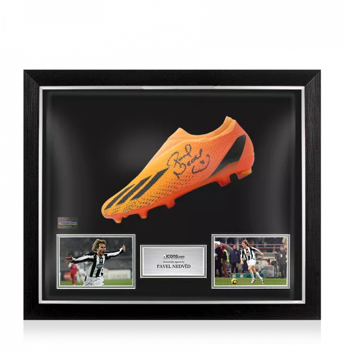 icons Pavel Nedved Signed Adidas Boot In Bubble Frame: Option 1