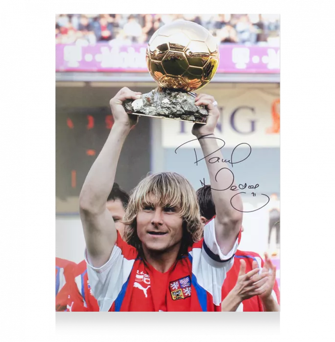 Icons Pavel Nedved Signed Czech Republic Photo In Black Wooden Frame: 2003 Ballon D'Or Winner