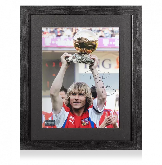 icons Pavel Nedved Signed Czech Republic Photo In Black Wooden Frame: 2003 Ballon d'Or Winner