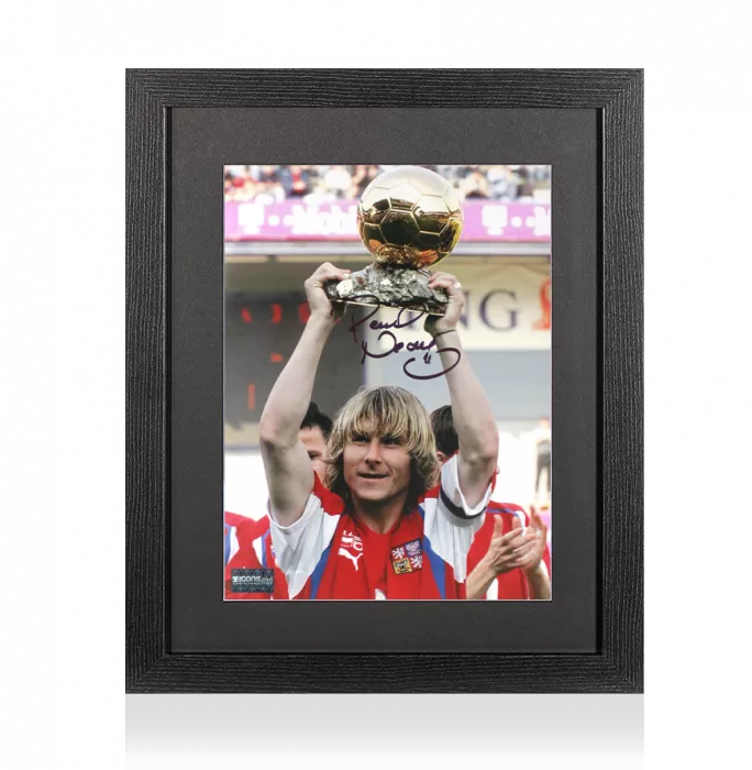 Icons Pavel Nedved Signed Czech Republic Photo In Black Wooden Frame: 2003 Ballon D'Or Winner