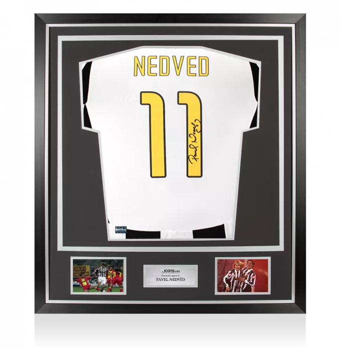 icons Pavel Nedved Signed Juventus 2024-25 Home Shirt with Fan Style Numbers In Classic Frame