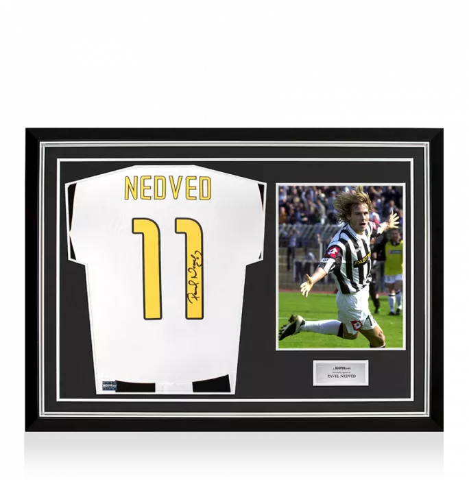 icons Pavel Nedved Signed Juventus 2024-25 Home Shirt with Fan Style Numbers In Hero Frame: Option 1
