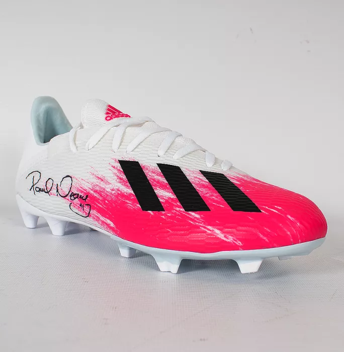 Icons Pavel Nedved Signed Pink And White Adidas X 19.3 Boot In Acrylic Case