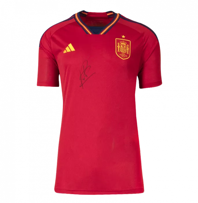 Icons Pedri Front Signed Spain 2022 Home Shirt In Classic Frame