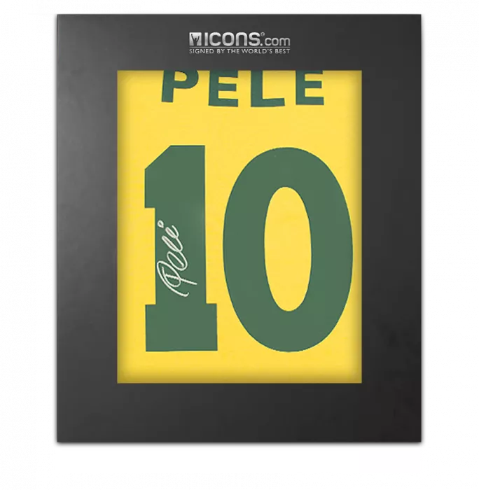 icons Pele Back Signed Brazil Retro Home Shirt In Deluxe Packaging