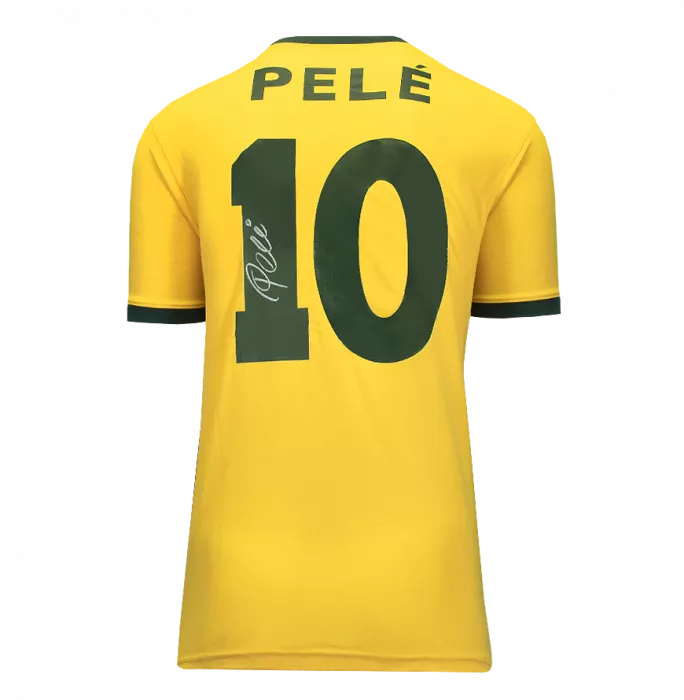 Icons Pele Back Signed Brazil Retro Home Shirt In Hero Frame: Option 1