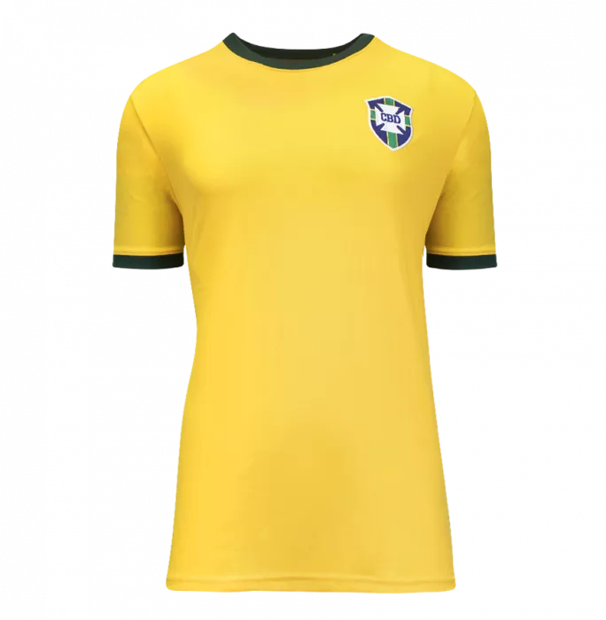 Icons Pele Back Signed Brazil Retro Home Shirt In Hero Frame: Option 1
