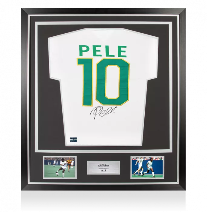 icons Pele Back Signed New York Cosmos Shirt In Classic Frame