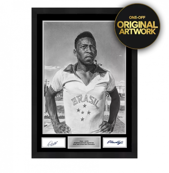 Icons Pele Signed And Framed Tribute Artwork: Brazil Legend