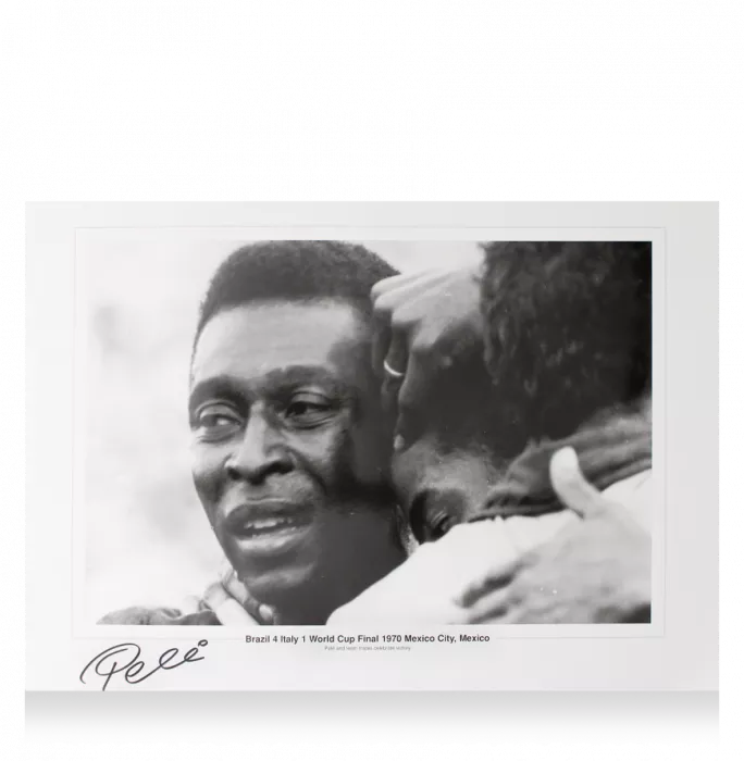 icons Pele Signed Brazil Print: 1970 World Cup Final Celebration