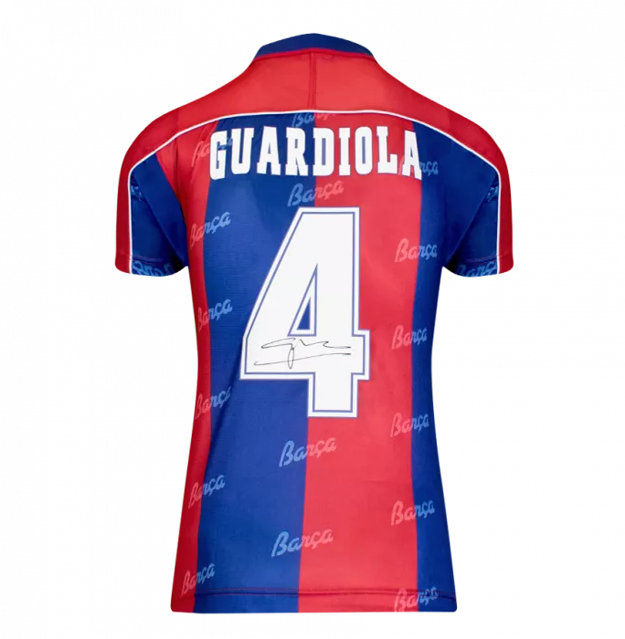 Icons Pep Guardiola Official FC Barcelona Back Signed And Framed 1994 Home Shirt