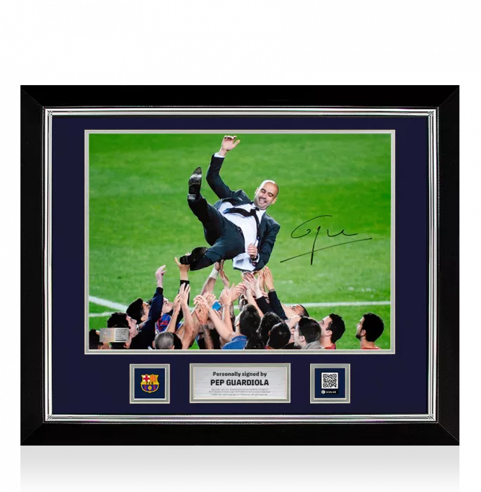 icons Pep Guardiola Official FC Barcelona Signed and Framed Photo: Blaugrana Icon