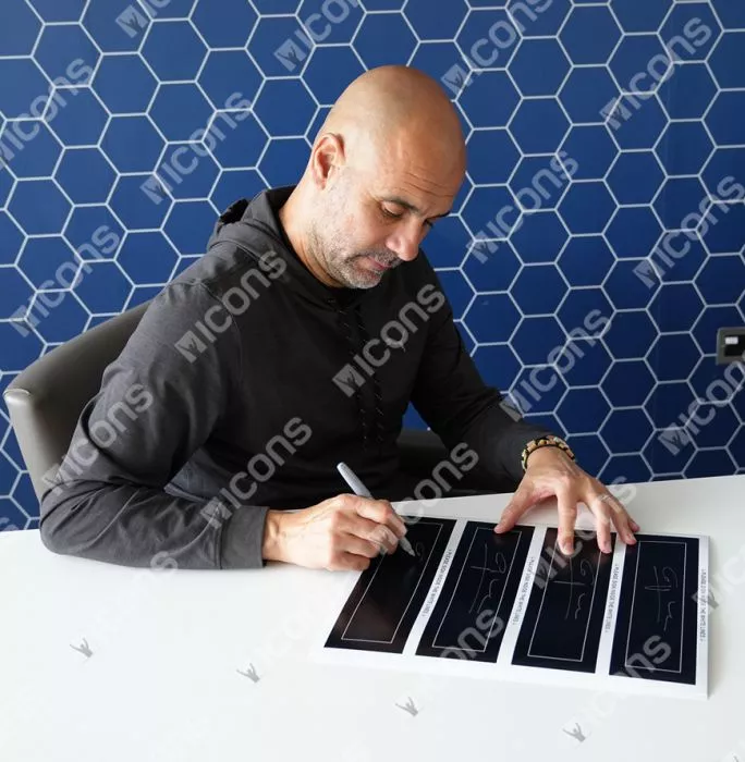 Icons Pep Guardiola Signed Plaque And Photo Frame: 2022-23 Premier League Winner