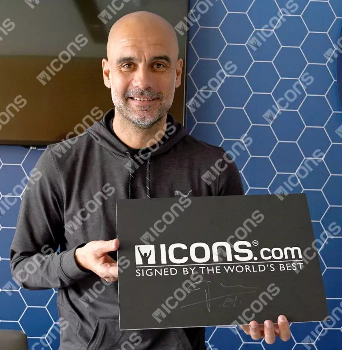 Icons Pep Guardiola Signed Plaque And Photo Frame: 2022-23 Premier League Winner
