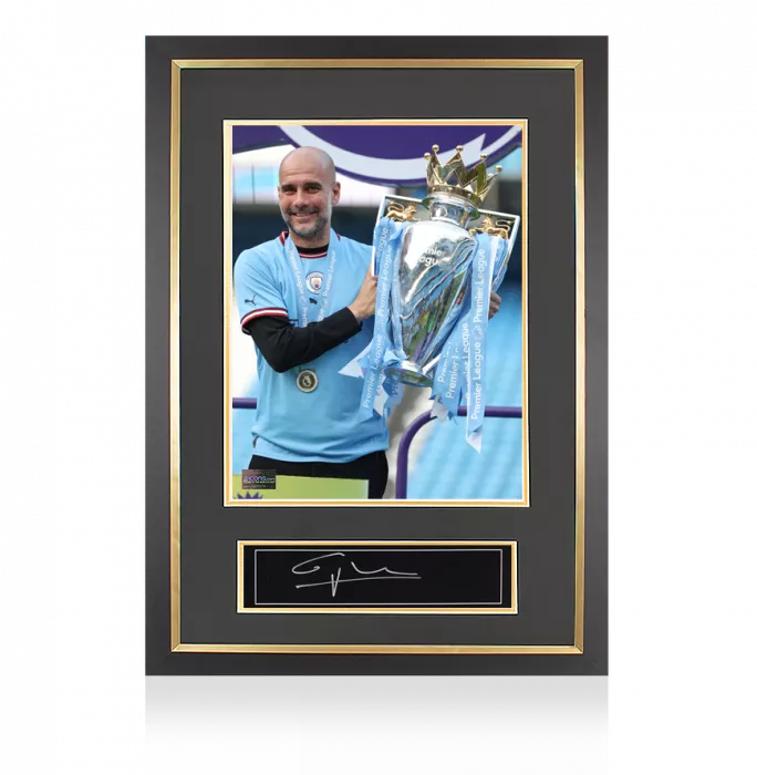 icons Pep Guardiola Signed Plaque and Photo Frame: 2022-23 Premier League Winner