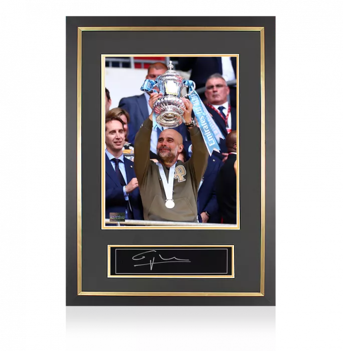 icons Pep Guardiola Signed Plaque and Photo Frame: 2023 FA Cup Winner