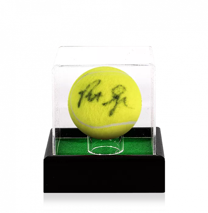 icons Pete Sampras & Andre Agassi Signed Wimbledon Tennis Ball In Acrylic Case